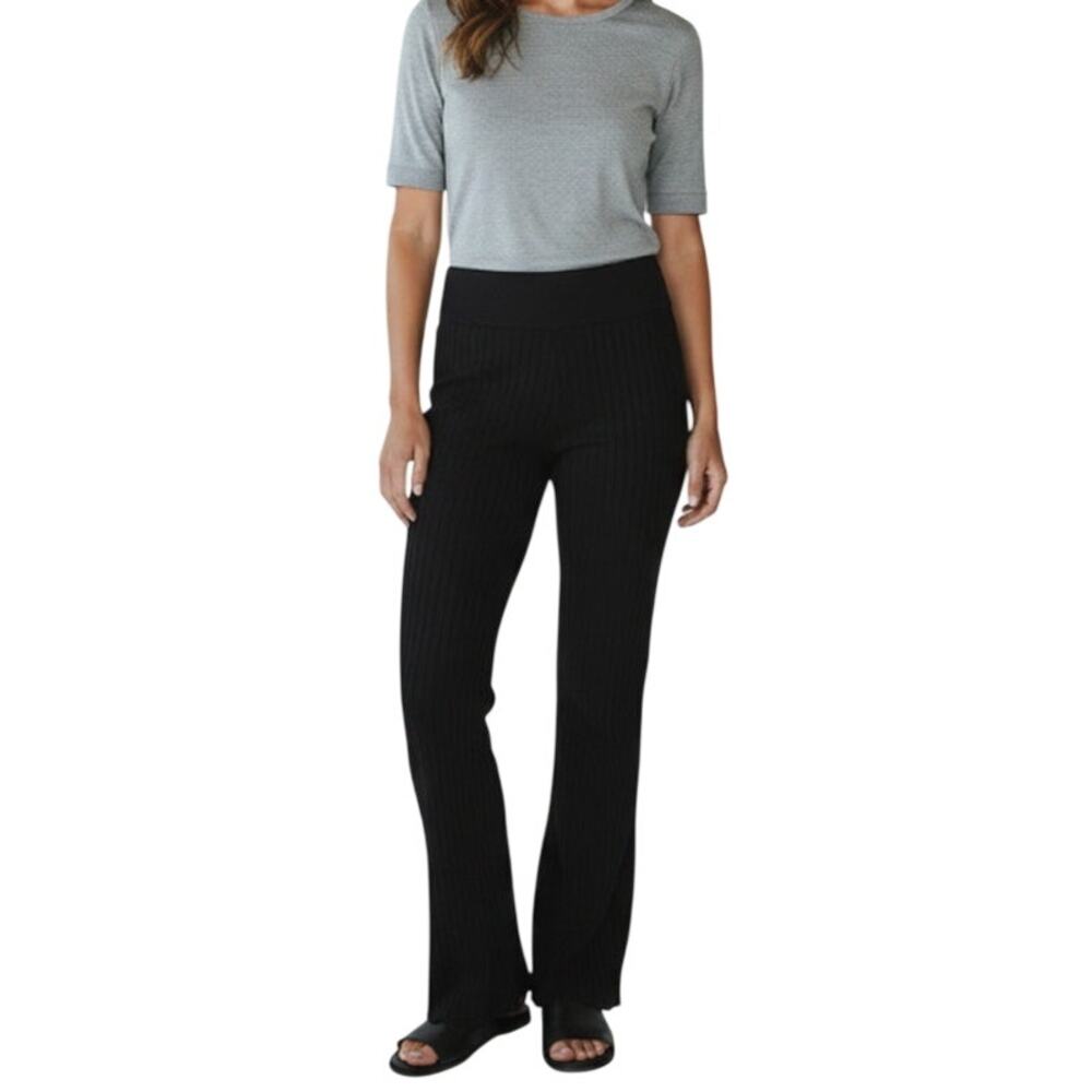 EVERLANE Flare Rib Knit Pant XL Black Grunge Versatile Office Whimsy Travel NWT